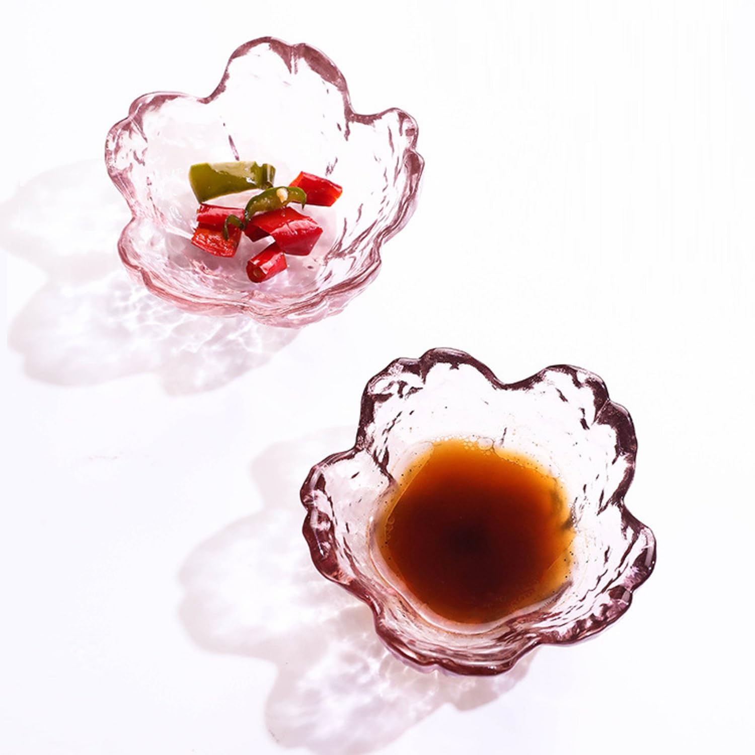 Set 6 Ciotoline In Vetro Sakura Fiore Di Ciliegio - 8,5 Cm Per Salse, Snack, Tè, Condimenti E Candele, Impilabili E Regalo - 4