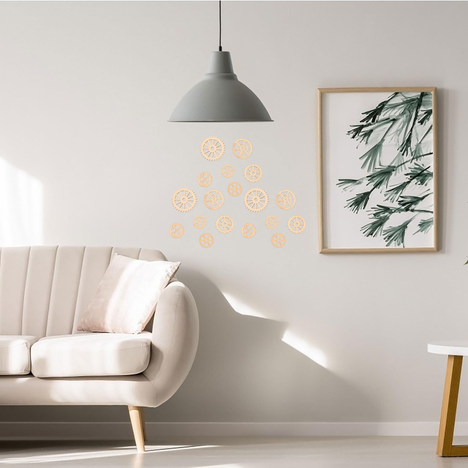 50 piezas de ruedas de engranaje de madera decoración rebanadas de madera decoración recortes etiquetas DIY arte manualidades (estilo mixto) 7