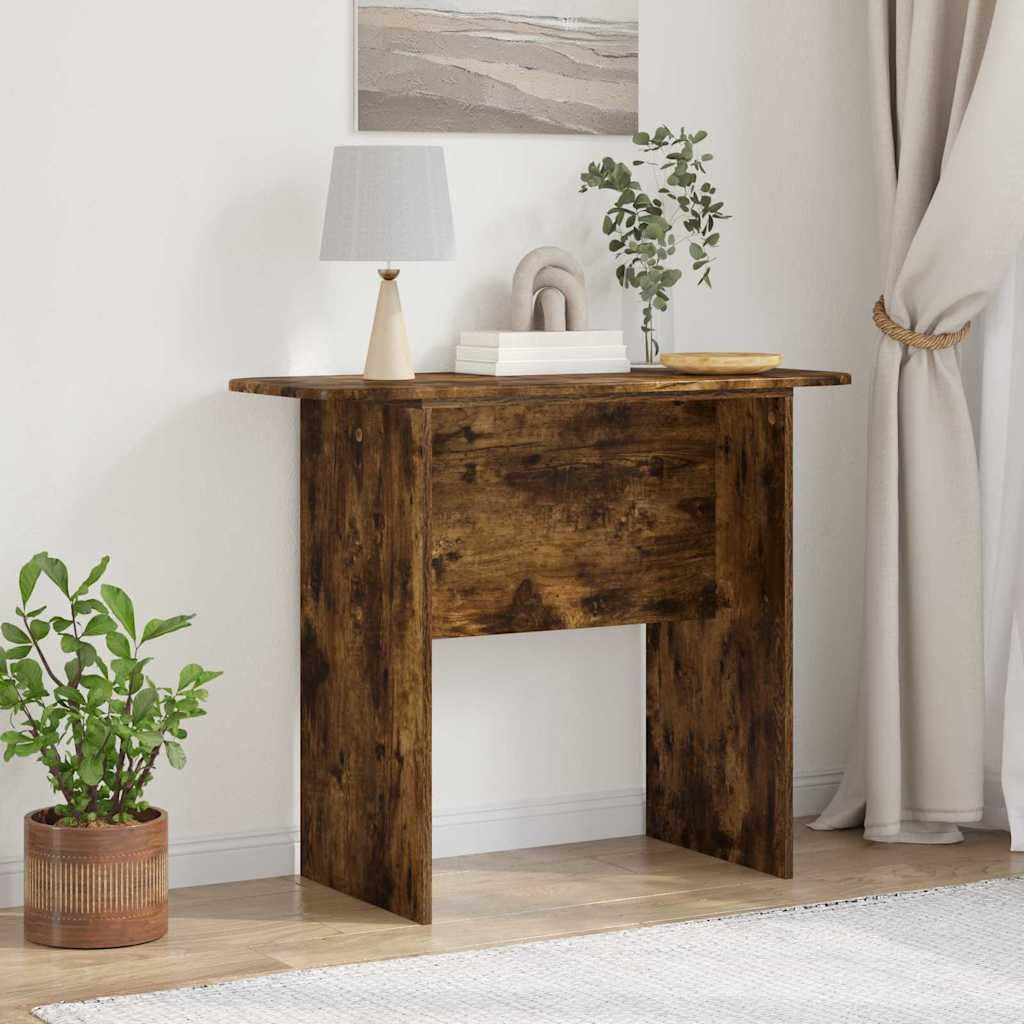 Tavolo consolle in rovere affumicato, 93 x 40 x 75 cm, con vano portaoggetti, compatto e sottile, per soggiorno, corridoio, foyer, organizer salvaspazio per chiavi e decorazioni