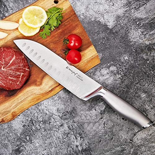 Knife Set, Emojoy 15 Piece Kitchen Knife Set with Block Wooden, German