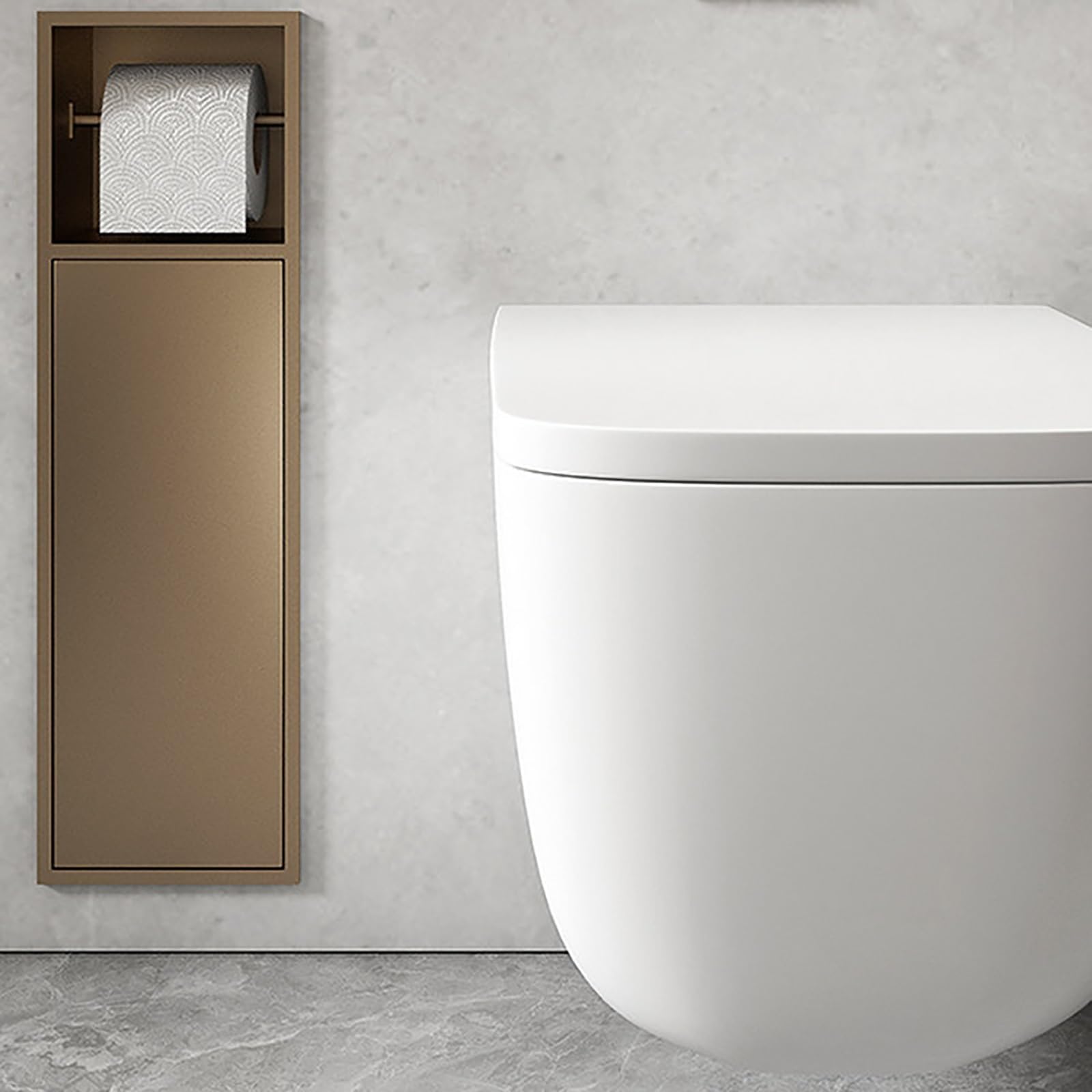 Portarrollos Papel Higiénico Empotrable con Papelera Integrada, Hornacina de Baño de Acero Inoxidable 304, Porta Rollos Pared, Ahorro de Espacio para Papel y Residuos(Nero,800x180mm)
