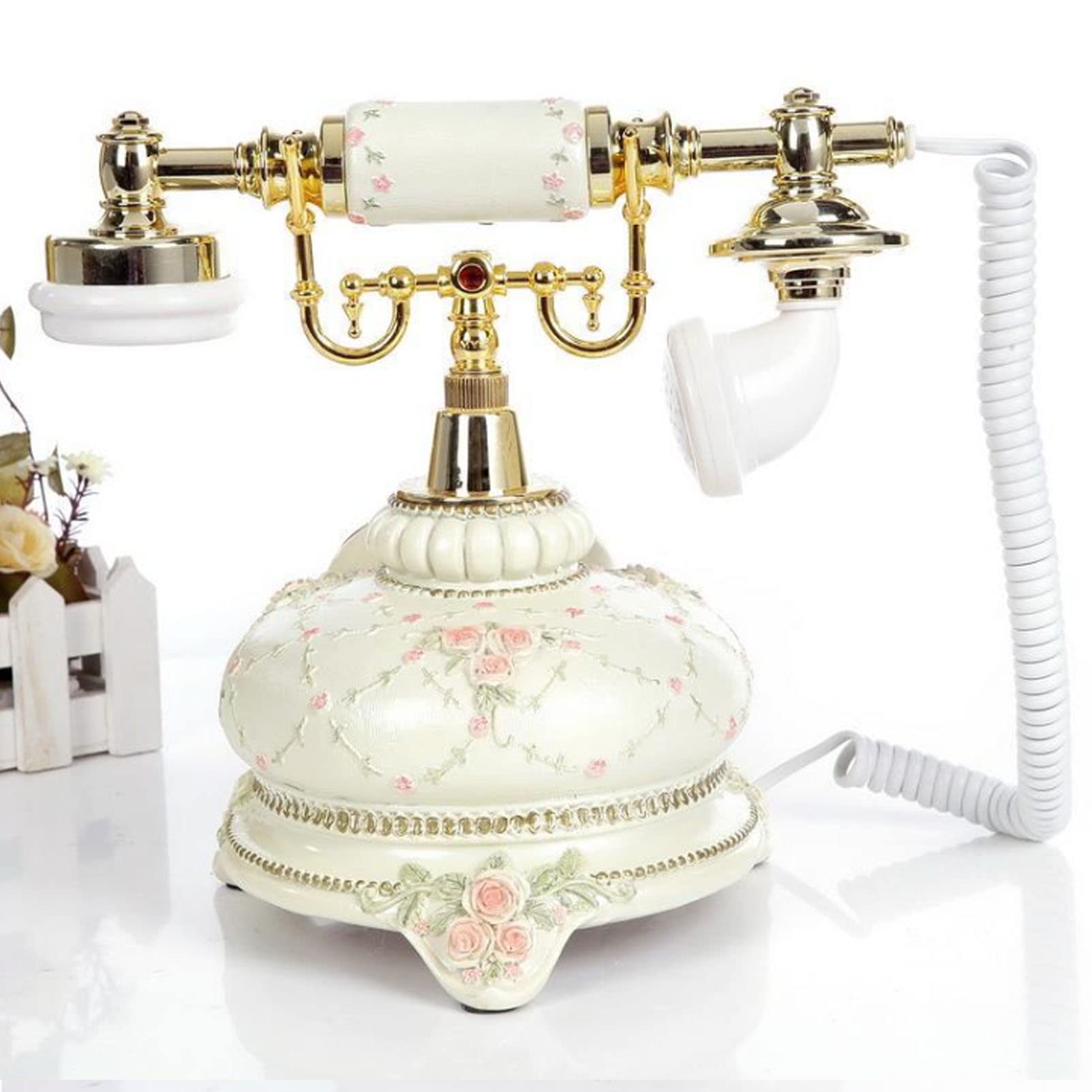 Retro Vintage Telefon stacjonarny Europejski Styl Telefon Przycisk Tarcza Dekoracyjny Telefon stacjonarny do Domowego Biura Kawiarni Bar