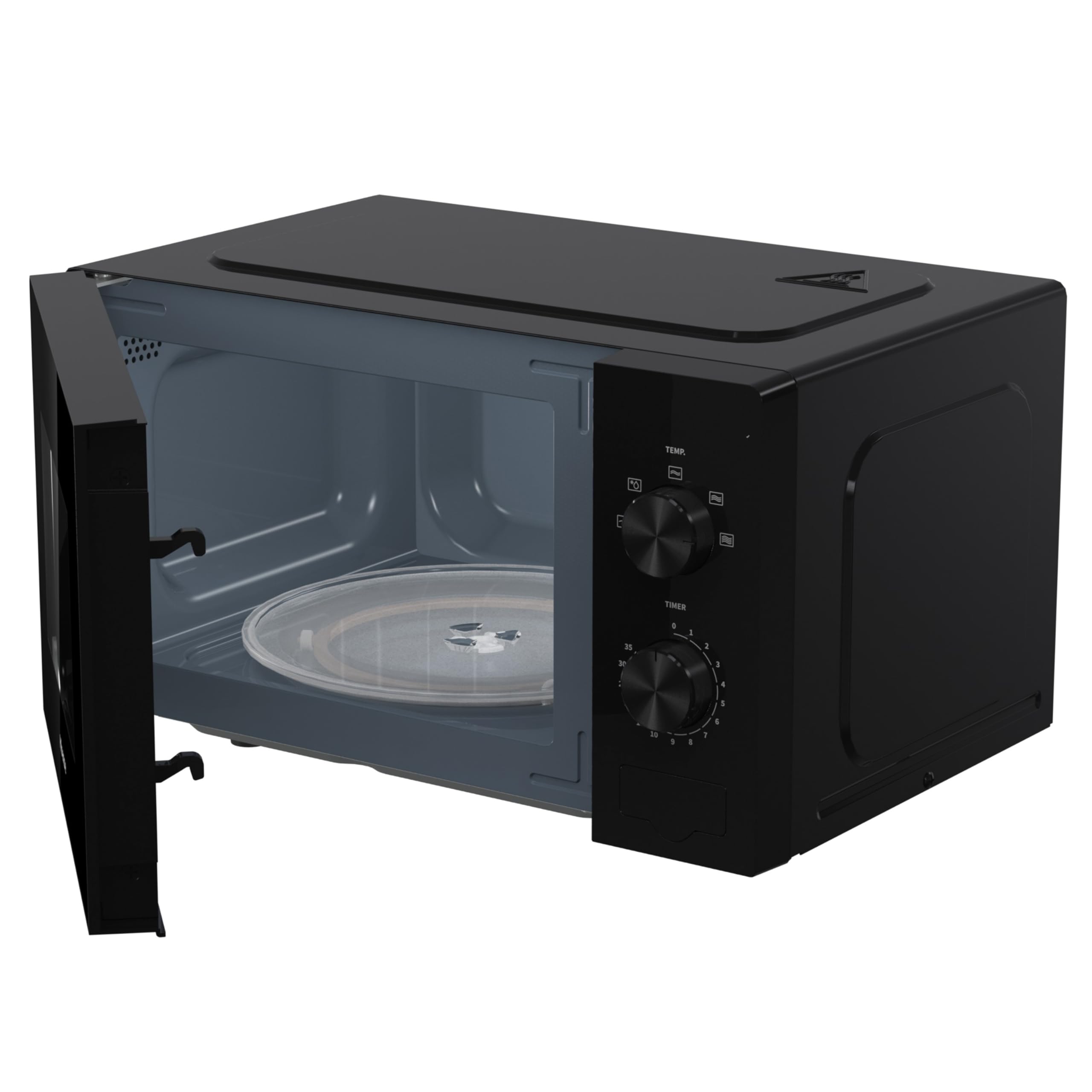 Hisense H20MOBP1 Forno a Microonde, Nero con Manopole, Capacità 20 litri, 5 Livelli di Potenza, Vetro Ceramica, Funzioni Timer e Defrost Rapido