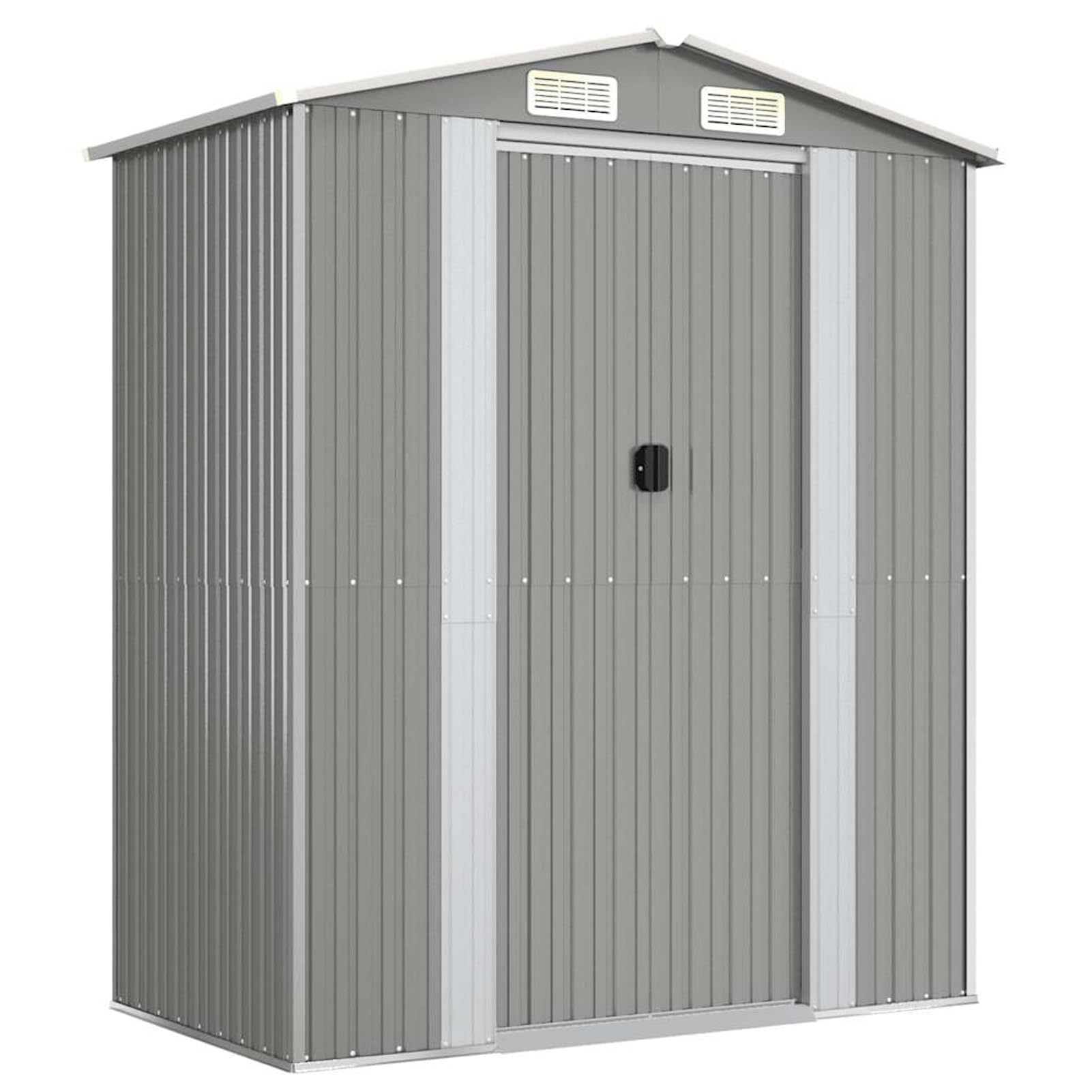 Gecheer Capanno da Giardino, Casetta in Metallo Grigio Chiaro 192x108x223 cm, Acciaio Zincato, per Attrezzi da Giardino, Accessori Piscina, Giocattoli Esterni