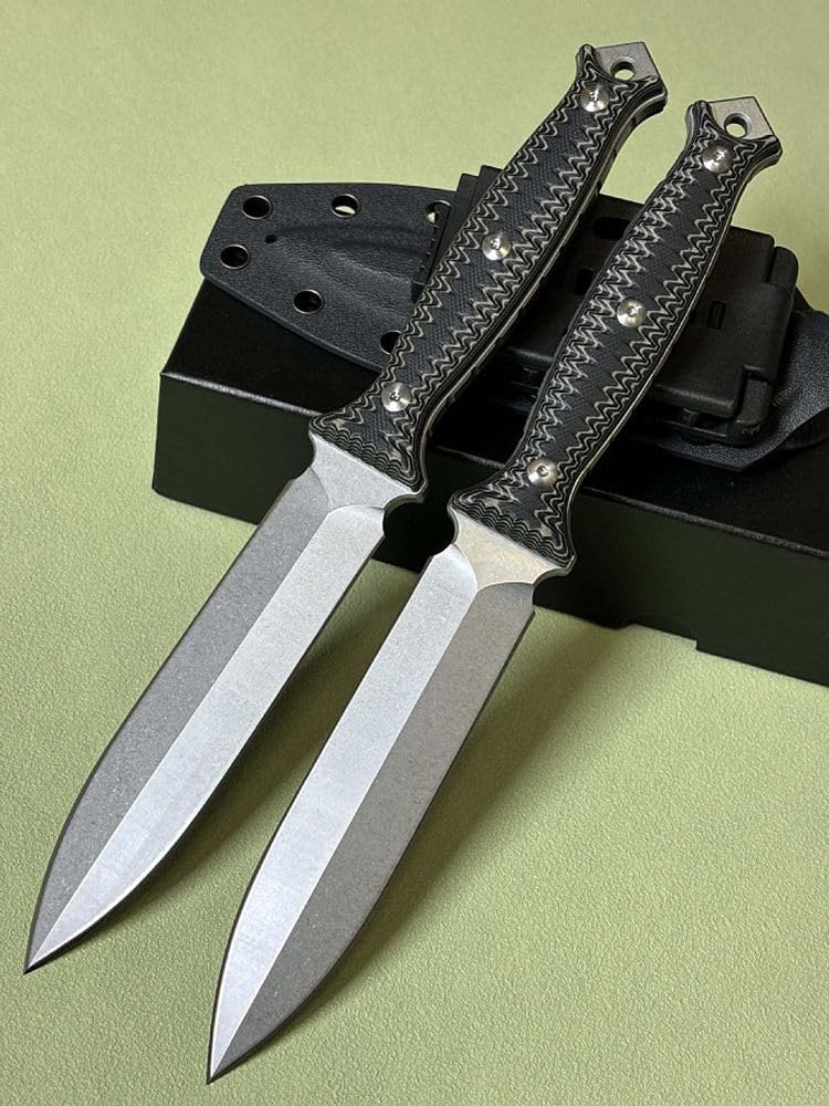 Generisch TEERMA K5Z - Großes Jagdmesser aus D2-Stahl - Feststehendes mit Scheide - Zweischneidiges Schwert mit G10-Griff - Full Tang Survival Messer für Outdoor Aktivitäten