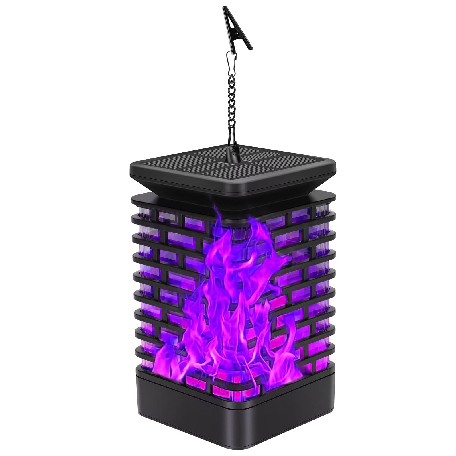 Laerper Solar Lantern With Flickering Purple Flame, 99 LED Outdoor Hanging Light, Waterproof For Garden, Patio, Yard, Pathway Decor, 1 Pack