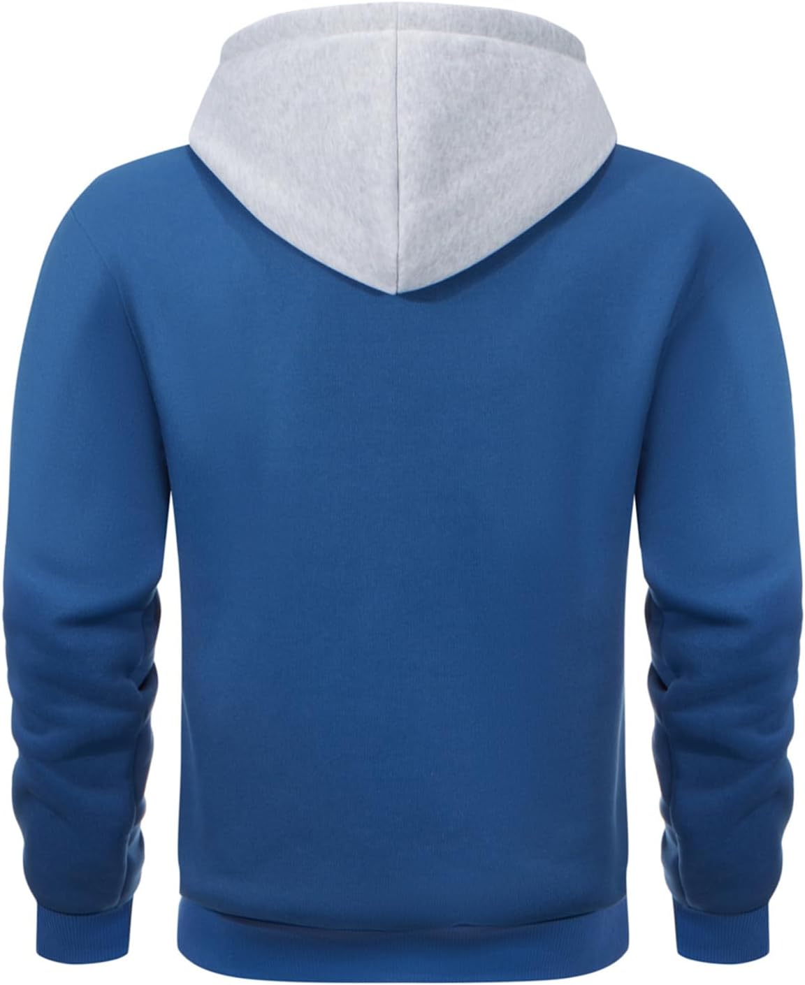Mens Hoodies Pullover Color Block Fleece Long Sleeve Sweatshirt Tops with Pocket - Image 3