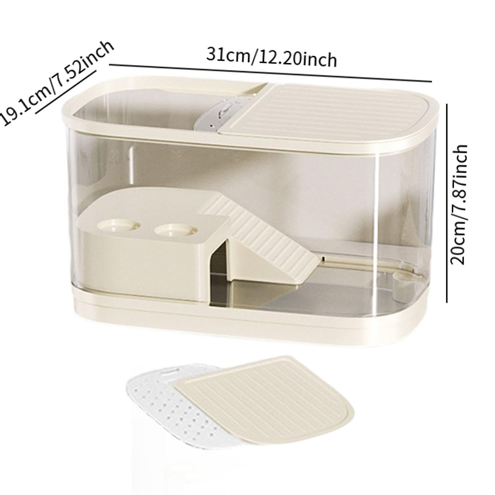 Acquario per Tartarughe, Acquario per Tartarughe con Coperchi, Accessori per Rettili, Habitat per Rettili, con Piattaforma per Rane, E Draghi B, Beige Medio