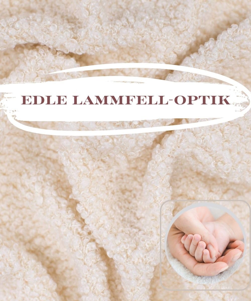 Einschlagdecke Baby Babyschale Kinderwagen Herbst Decke für Neugeborene Babys bis 4 Monate Kuschel-Bouclé Lammfell-Optik Maxi Cosi Blanket 80x80cm