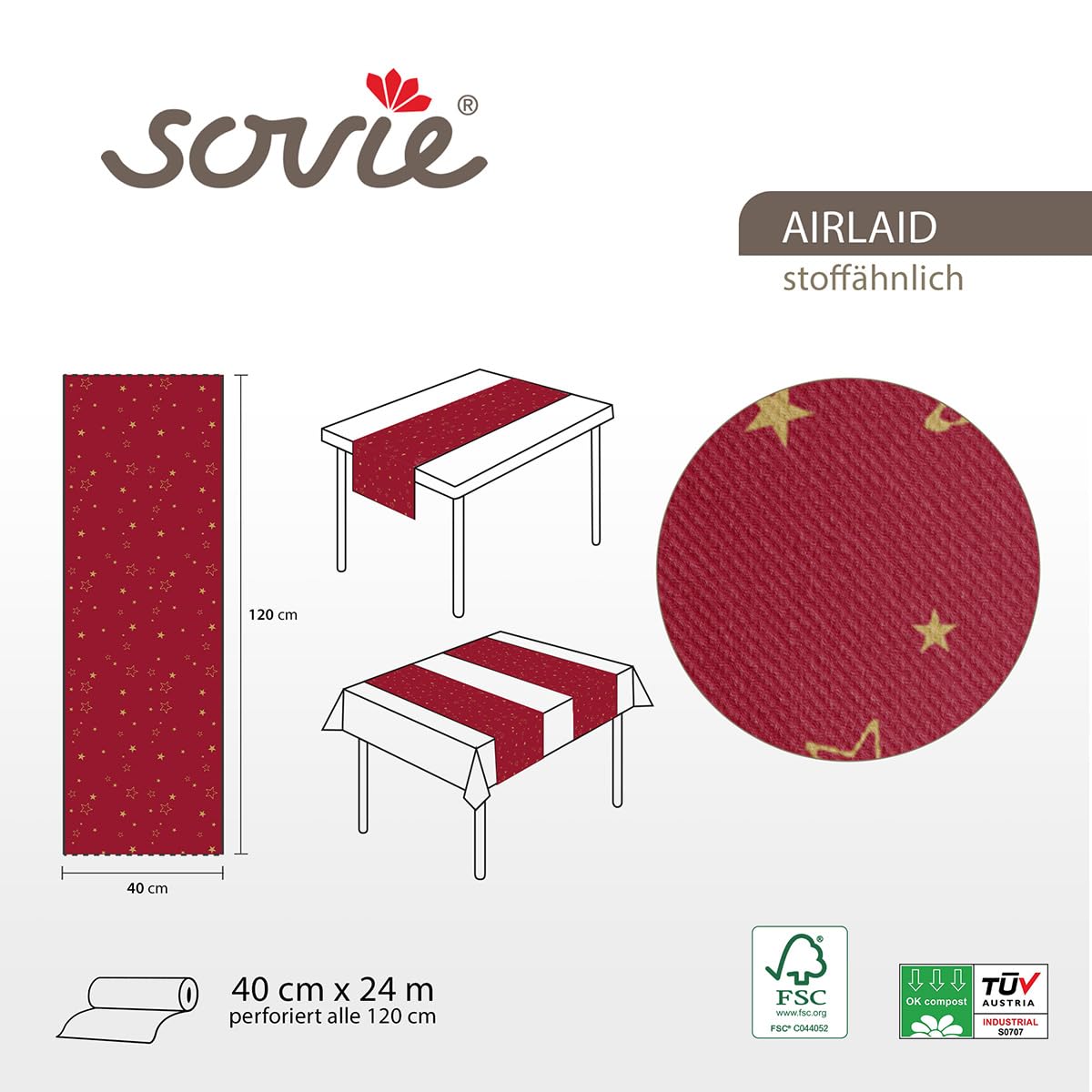 Sovie Horeca Linclass Airlaid Tafelloper Aquablauw - 40 cm x