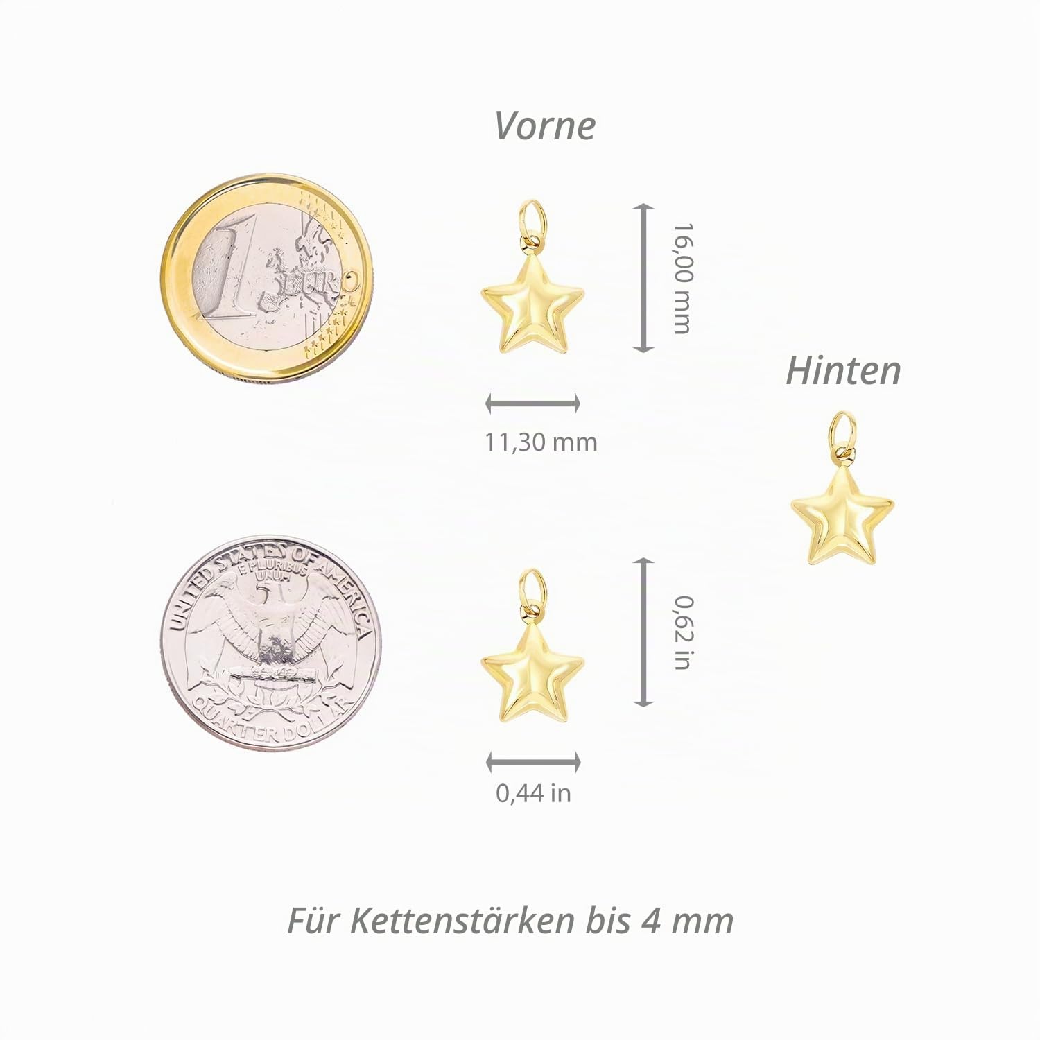 forme di Lucchetta - 14 Karat 585 Gold Stern Anhänger Charm (ohne Kette)