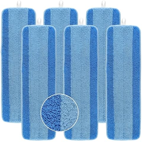 Mop Pads for Bona - 6 Pack Microfiber Cleaning Pad for Bona Hardwood Floor Cleaner 18 Inch Washable & Reusable Refills Cover