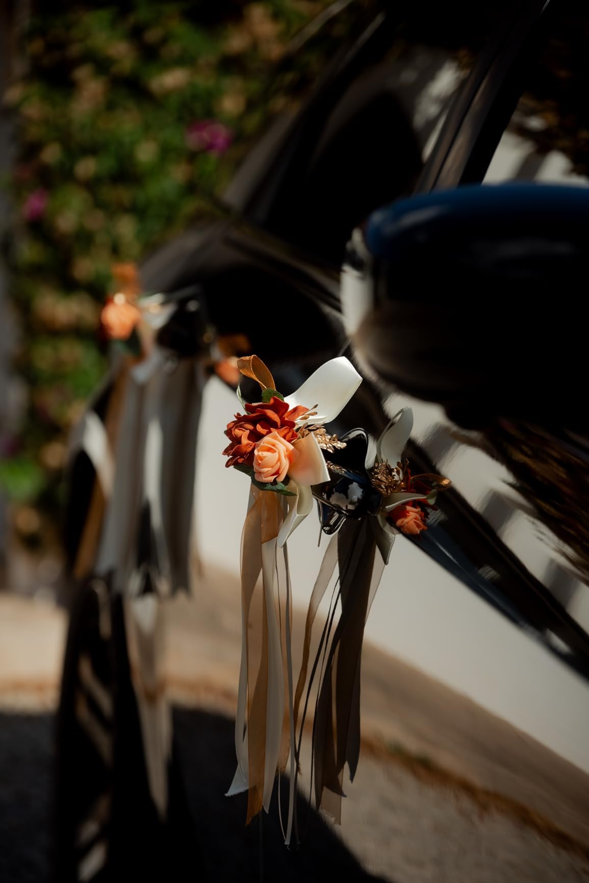 Seidenblume Autoschleifen für Hochzeitsauto Hochzeit Autoschmuck Simulation Rose Schleife Car Türgriff Rückspiegel Dekoration Künstliche Blume Kirche Wedding Beerdigung Deko Dunkelblau 20 Stück