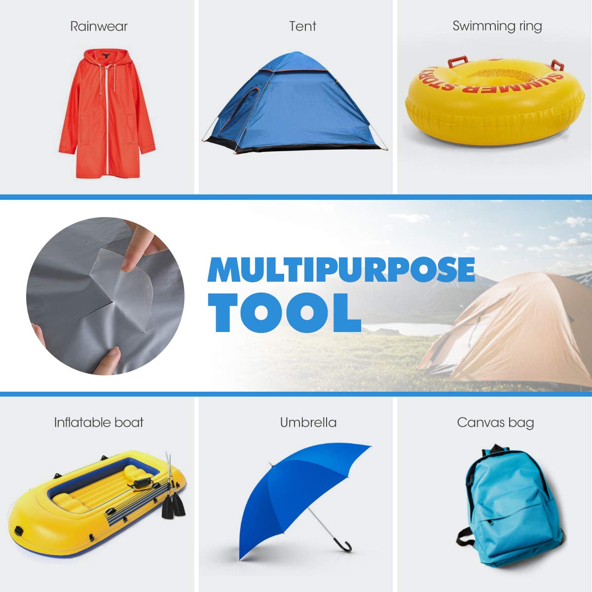 Greatest Product Lenink TPU Repair Tape for Inflatable Products, 10 Pcs Tenacious Tape Transparent Waterproof Patch for Camping Tent, Leather