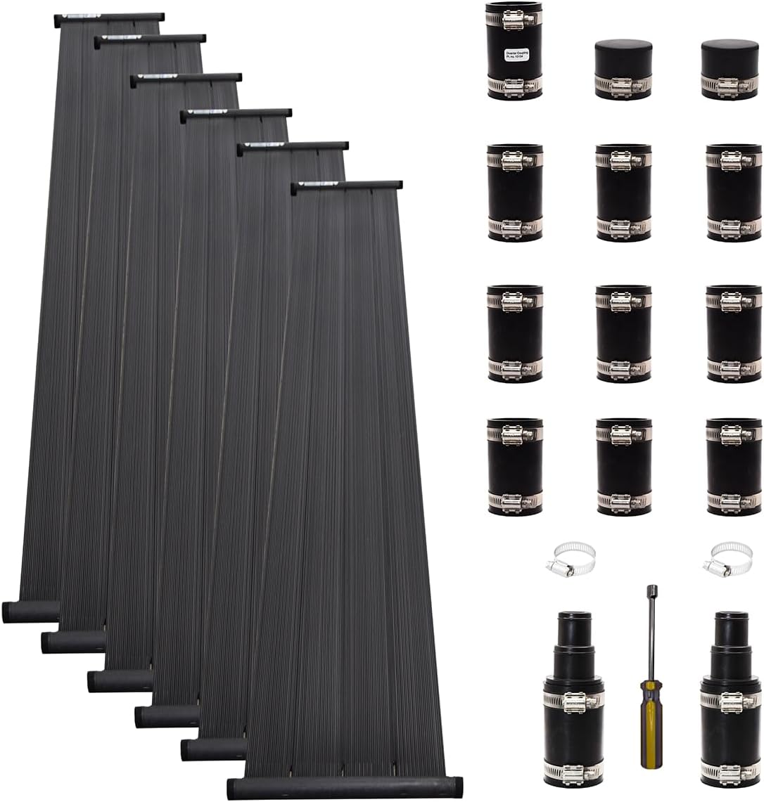 SunSplasher SP212 DIY Pool Solar Heating Kit for Above Ground Pools, Includes All Connection Hardware for 1-1/4 in. or 1-1/2 in. Flexible Pool Hose (Up to 28-ft Round / 16' x 32' Oval)