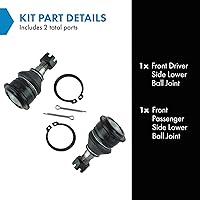 Vista 762 de TRQ, junta de rótula inferior delantera para el lado del conductor y del acompañante