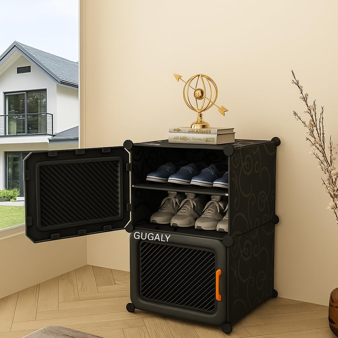 4 Layer Plastic Shoe Rack for Home|Shoe Rack with Door|Multipurpose Shoe Stand & Organizer| Space Saving, Durable & Portable Shoe Storage Shelf for Home|Plastic Rack for Bedroom/Living Room-image-11