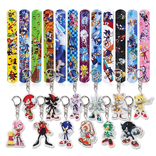 Gxhong Juego de Juguetes Sonic The Hedgehog, 12 Piezas Sonic Bandas de Bofetadas Pulsera Bofetada 12...