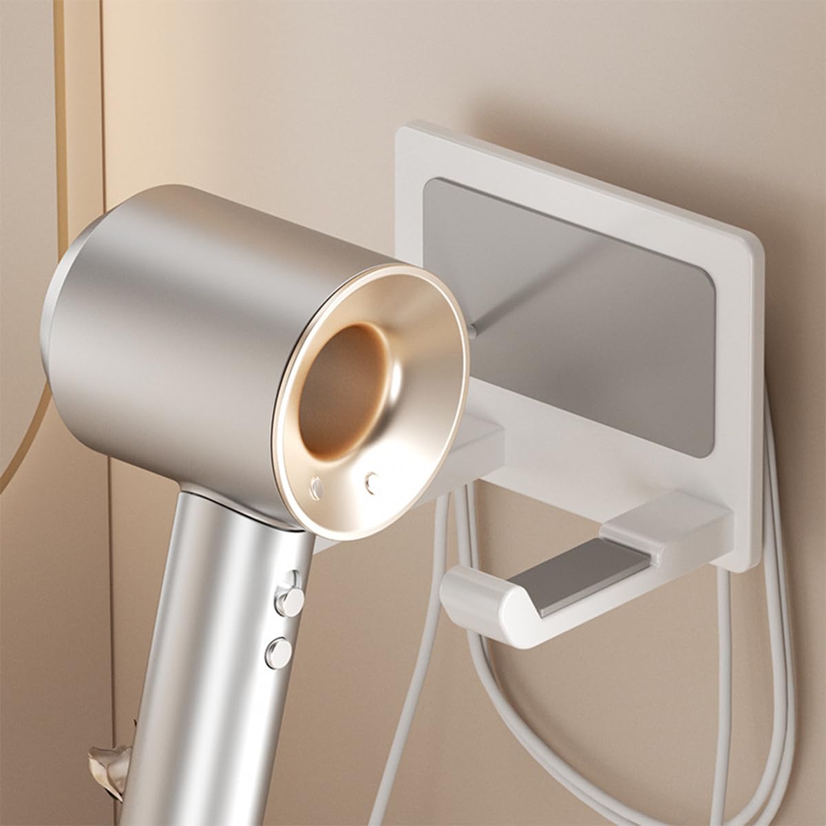 Soporte para Secador de Pelo Universal de Metal sin Taladro Blanco