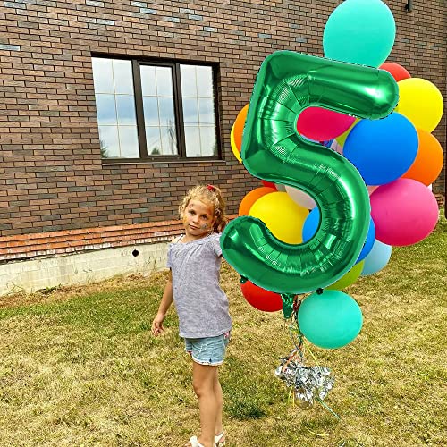 Image of TONIFUL 40 Inch Dark Green Large Numbers Balloon 0-9 Birthday Party Decorations,Foil Mylar Big Number 5 Balloon Digital 5 for Birthday Party,Wedding, Bridal Shower Engagement Photo Shoot, Anniversary