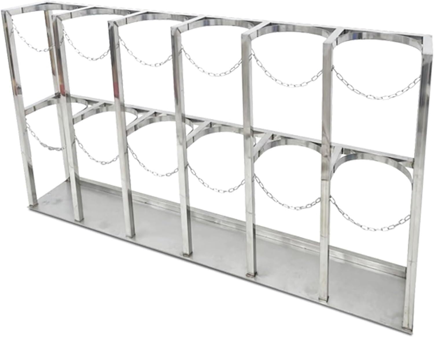 Oxygen Tank Stand 4 L Gas Cylinder Storage Rack 304 Stainless Steel, Heavy-Duty Gas Cylinder Holder with Protective Chain(32.7 x 7.9 x 15.7 in