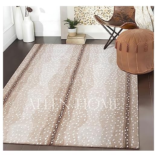 Hand Tufted Persian Traditional Wool Area Rugs by Allen Home | Durable | 100% Wool | Living Room, Dining Room, Bedroom, and Entryway Area Rugs | 8’ x 10’ | Antelope Beige