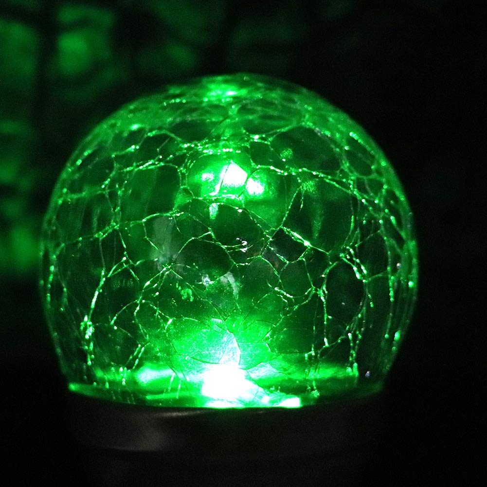 ライト・ランタン KAZE_TO_MORI GLOW PLATE AIINY Solar Light Outdoor(2Pack), Art Crackle Globe Glass