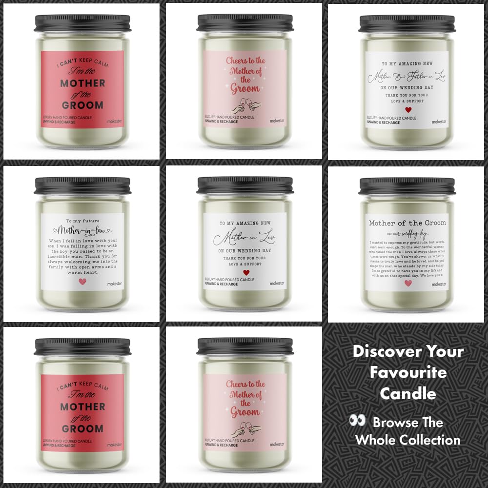 Future Mother in Law Gifts - Luxury Soy Wax Candle - Vanilla, Jasmine, Sugared Almond - Makester, White - Image 4