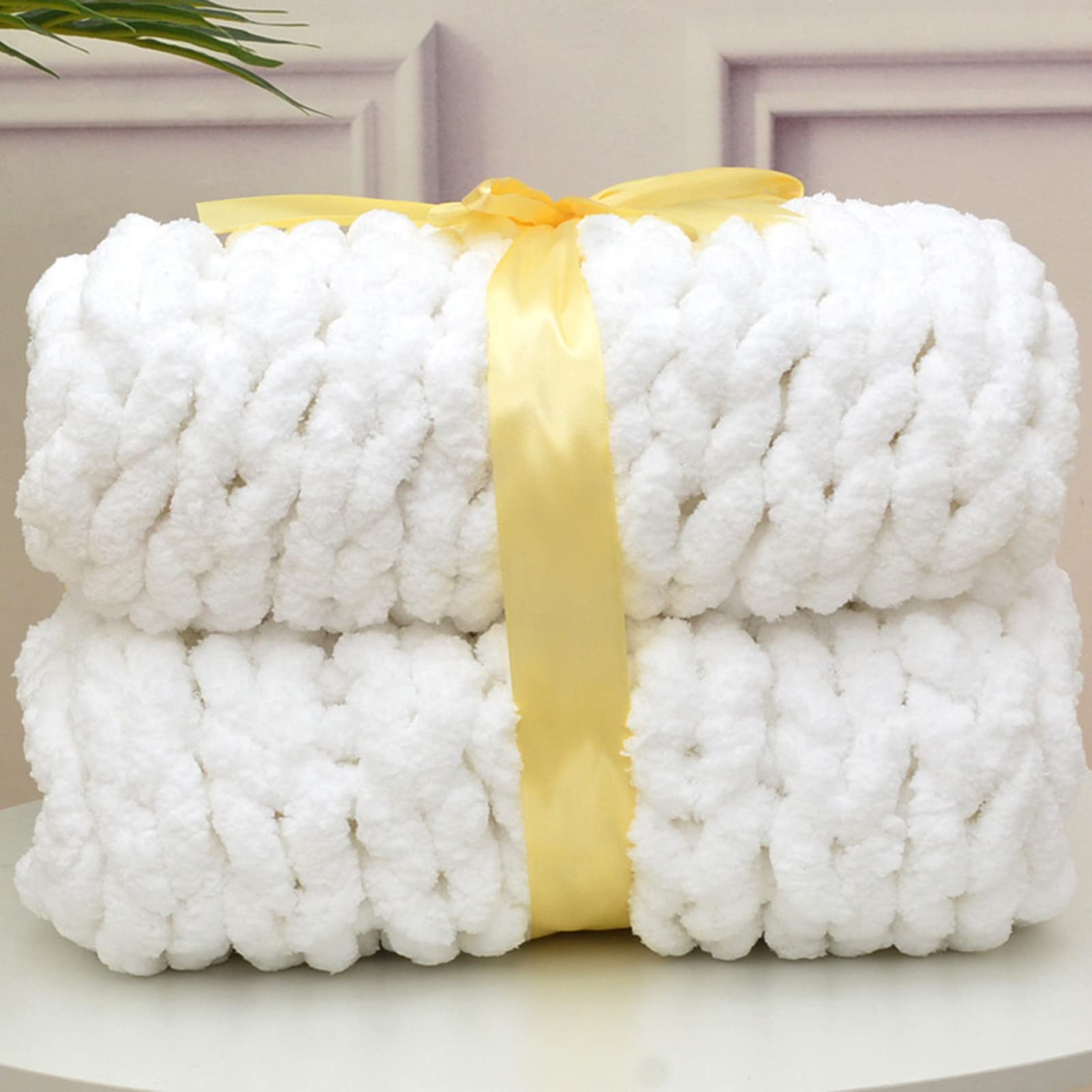 MHUQIA Chunky Knit Blanket Throw 50x50cm, Soft Chenille Yarn Giant