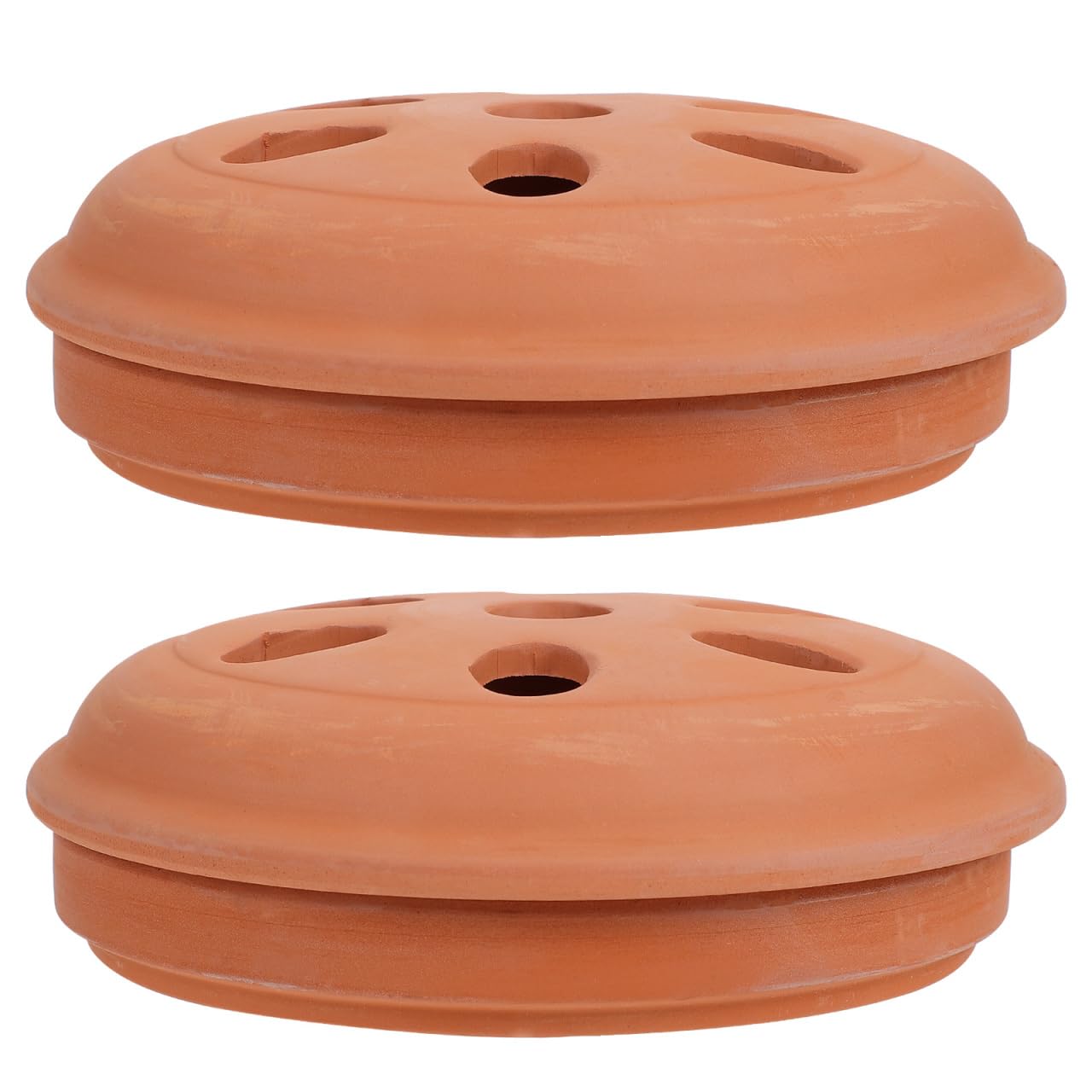 FOMIYES, 2 porta in terracotta, con bruciatore di incenso, con coperchio per uso esterno, patio, piscina, campeggio, escursionismo e pesca (15 x 14,5 cm)