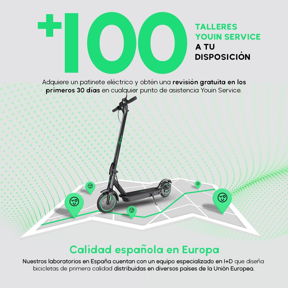Youin Patinete Eléctrico L2 8.5", Suspensión Trasera, Pantalla LCD, Luces LED, Ruedas 8.5 Pulgadas, Freno de disco.