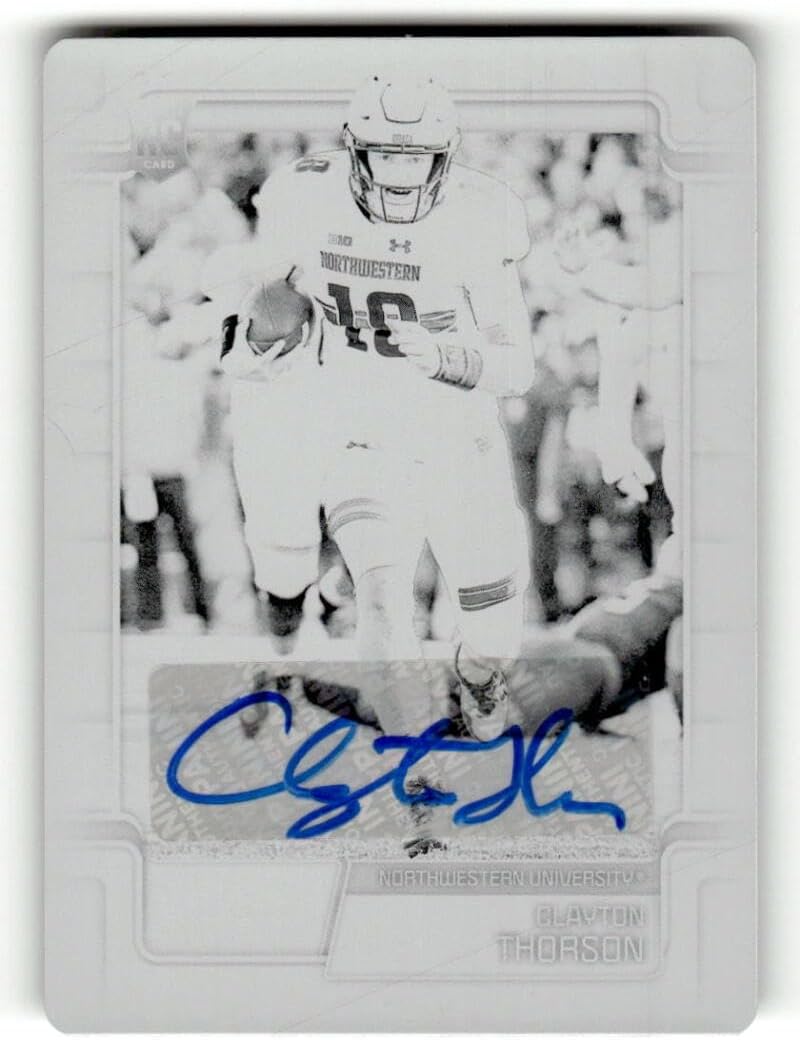 2019 Score Rookies Signature Printing Plate Black #411 Clayton Thorson RC AUTO 1/1 Northwestern Wildcats Football Card