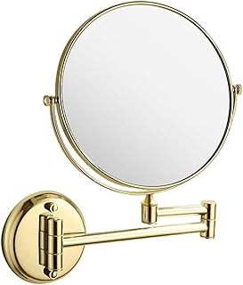 Makeup Mirror, Gold Brass Bathroom Shaving Mi...