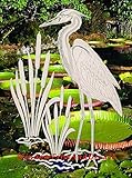 Egret & Cattails Right Oval Etched Window Decal Vinyl Glass Cling - 21" x 33" - Clear with White Design Elements -  Vinyl Etchings, LLC