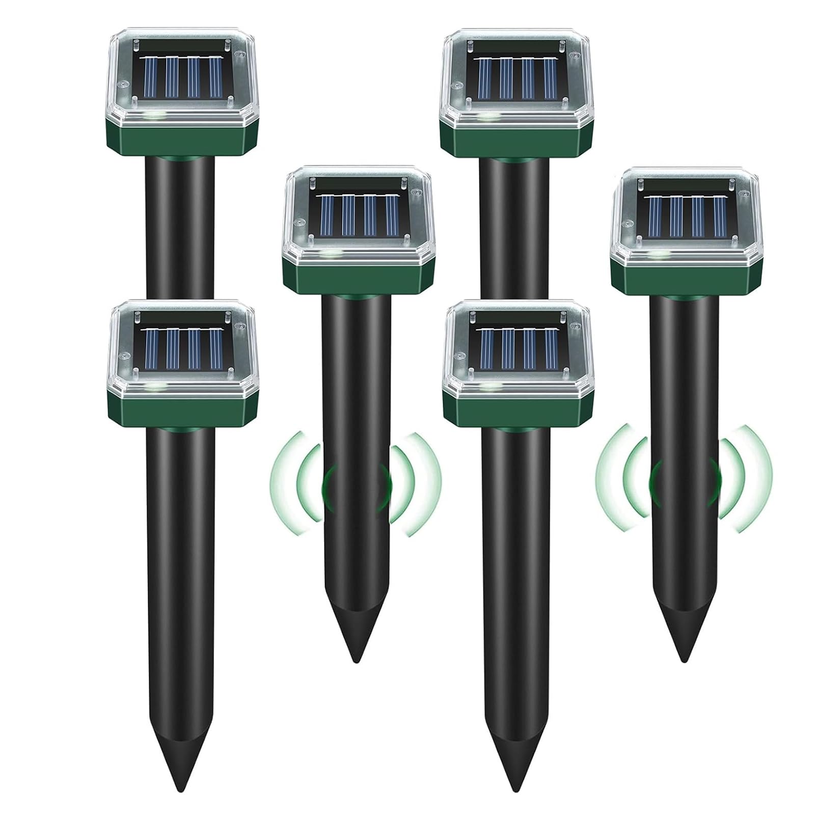 Lot de 4 ou 6 paquets de répulsifs solaires soniques pour extérieur - Piège à taupes imperméable pour extérieur - Pour dissuasion des taupes, rongeurs, campagnols, gopher, serpent, pelouse