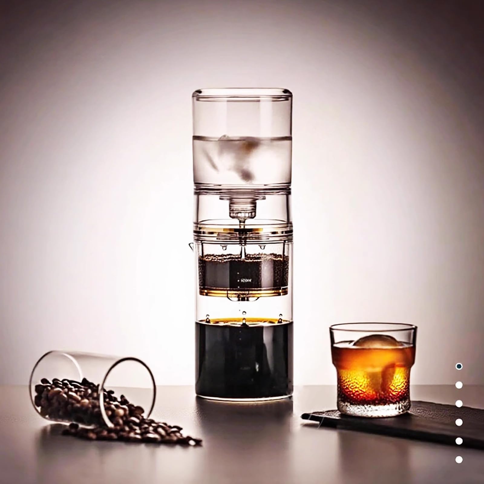 Ekspres do kawy Cold Brew, zaparzacz do mrożonej herbaty z regulowanym przepływem wody, szklana karafka 600 ml, 2-4 filiżanki do domowego biura