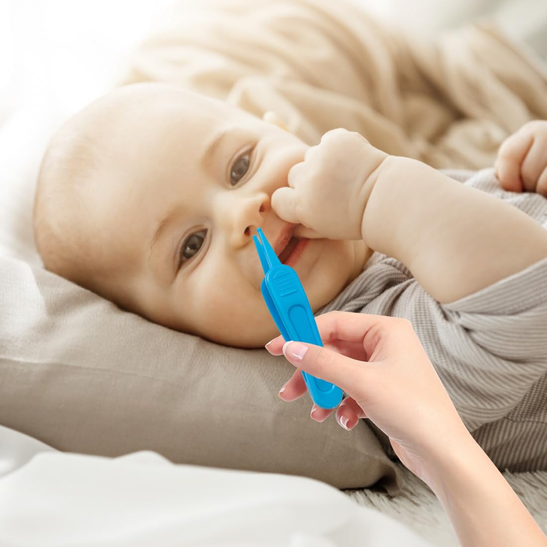 Kit de nettoyage nez-oreilles bébé, bâtonnet double embout + pince silicone pour nez et oreilles