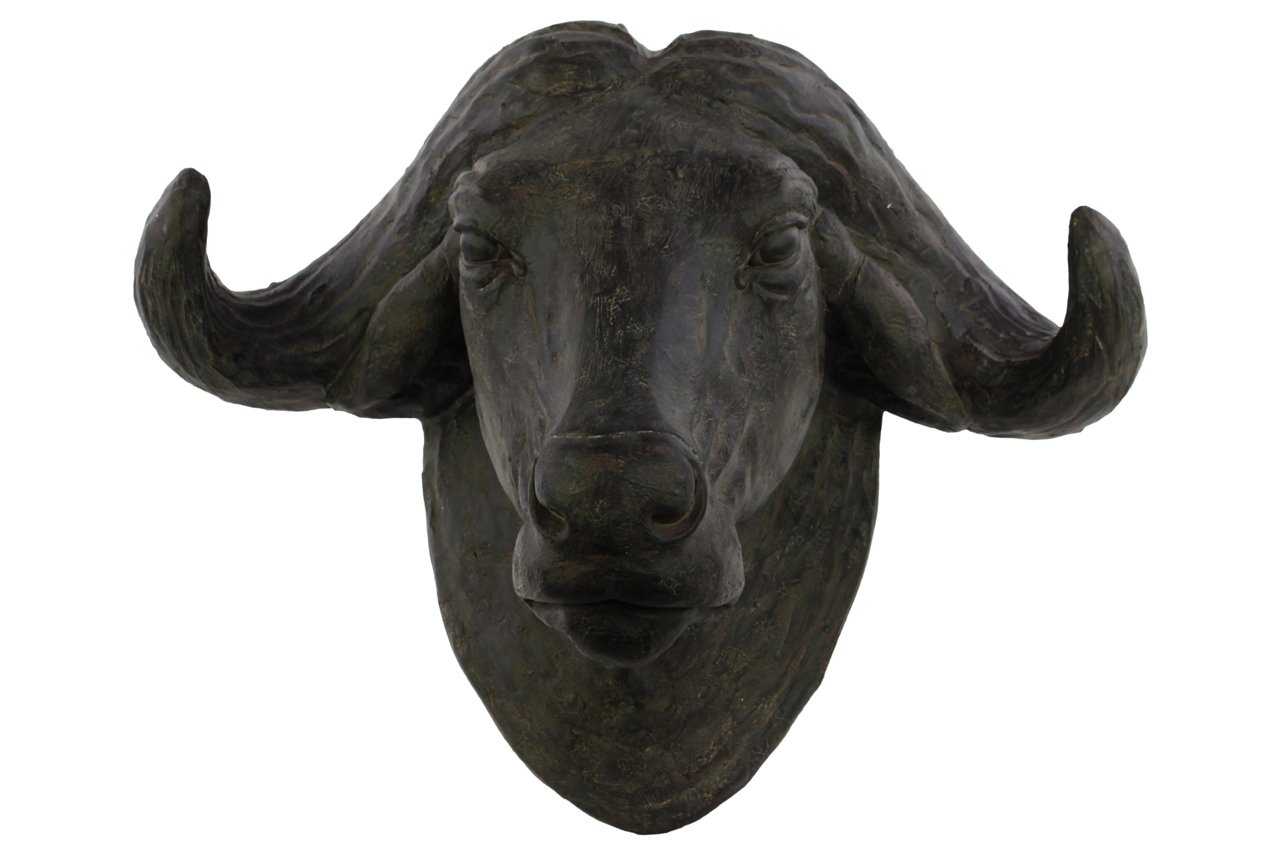 Cabeza de búfalo de resina Urban Trends 73164 marrón espresso mate decorativa