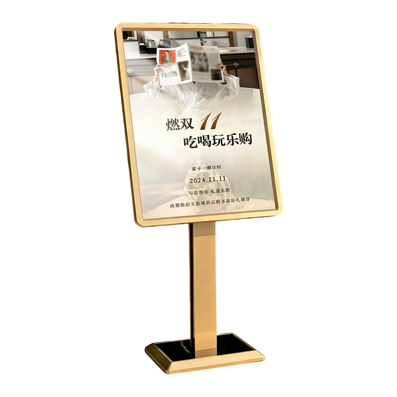 PRECISTECH Premium Floor Standing Sign Holder for Wedding Welcome Board, Modern Poster Display for Hotel Reception, Restaurant Menu, Event Entrance and Store Branding(Gold,50x70)