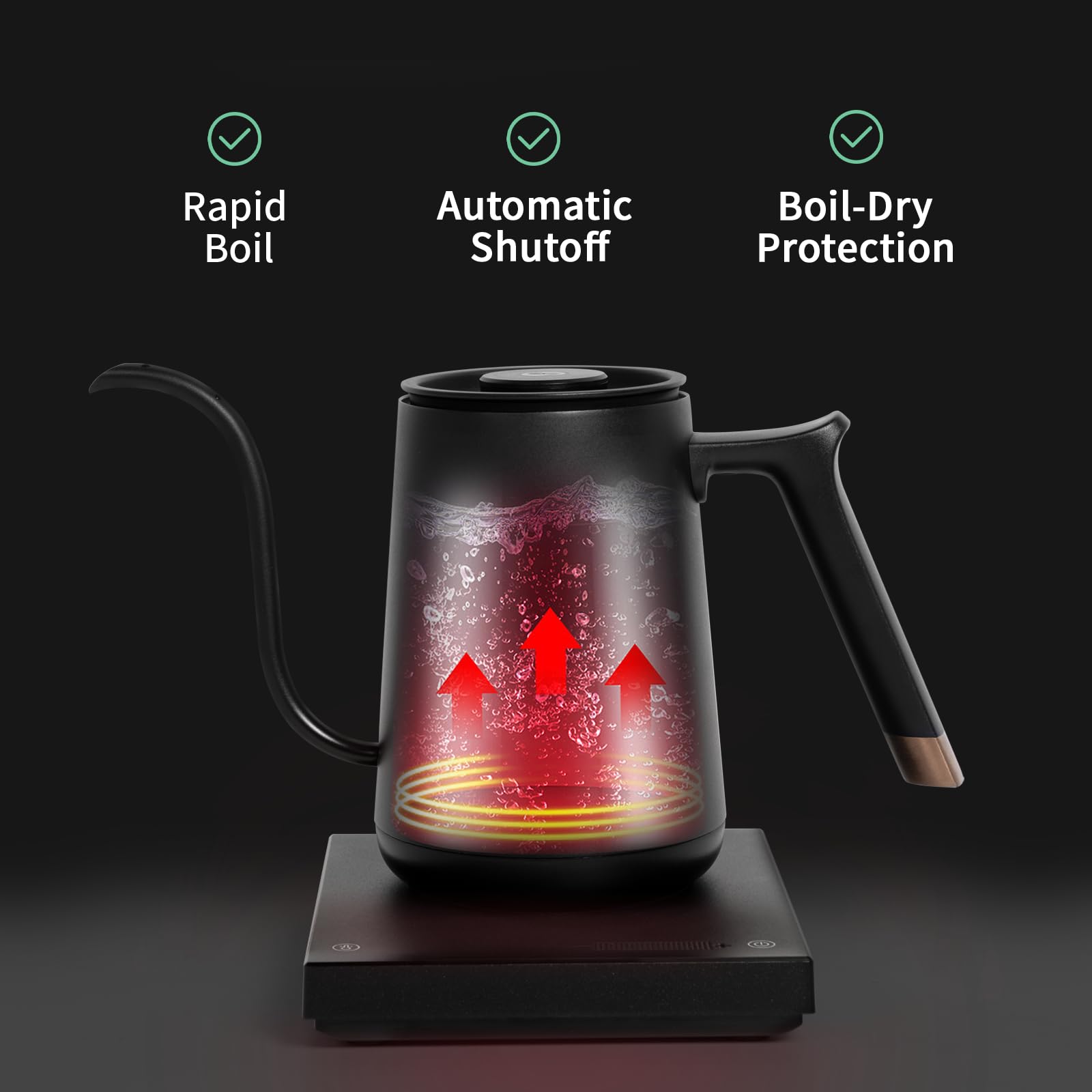TIMEMORE Fish Smart Electric Coffee Kettle 600ML, Gooseneck Pour