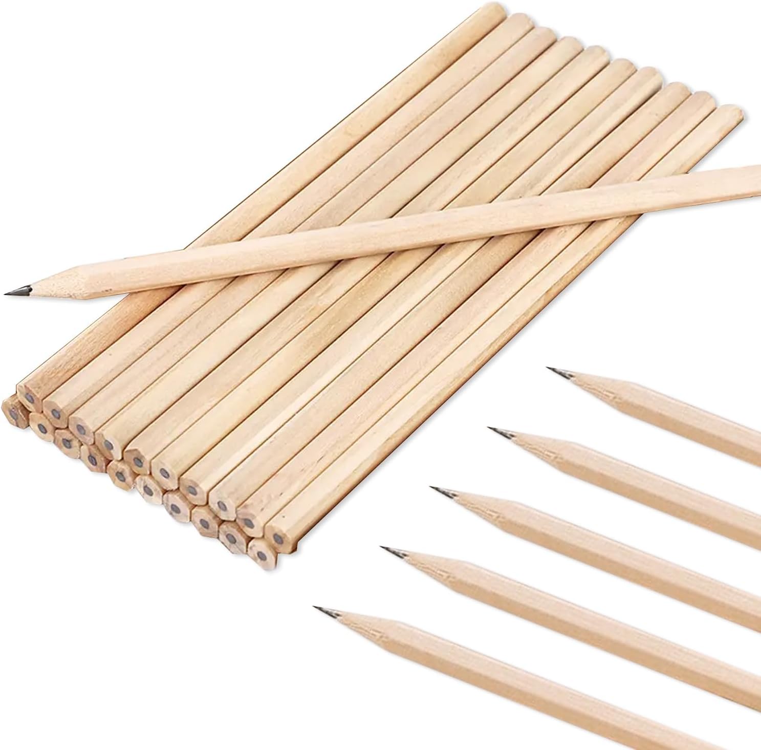 20 Hexagonal Pencils, Natural Wooden Hexagonal Sketching Pencils, Portable Low-Dust Writing Instrument, HB Graphite Drawing, Ideal for use at Scol in the Classroom, Home or the Office