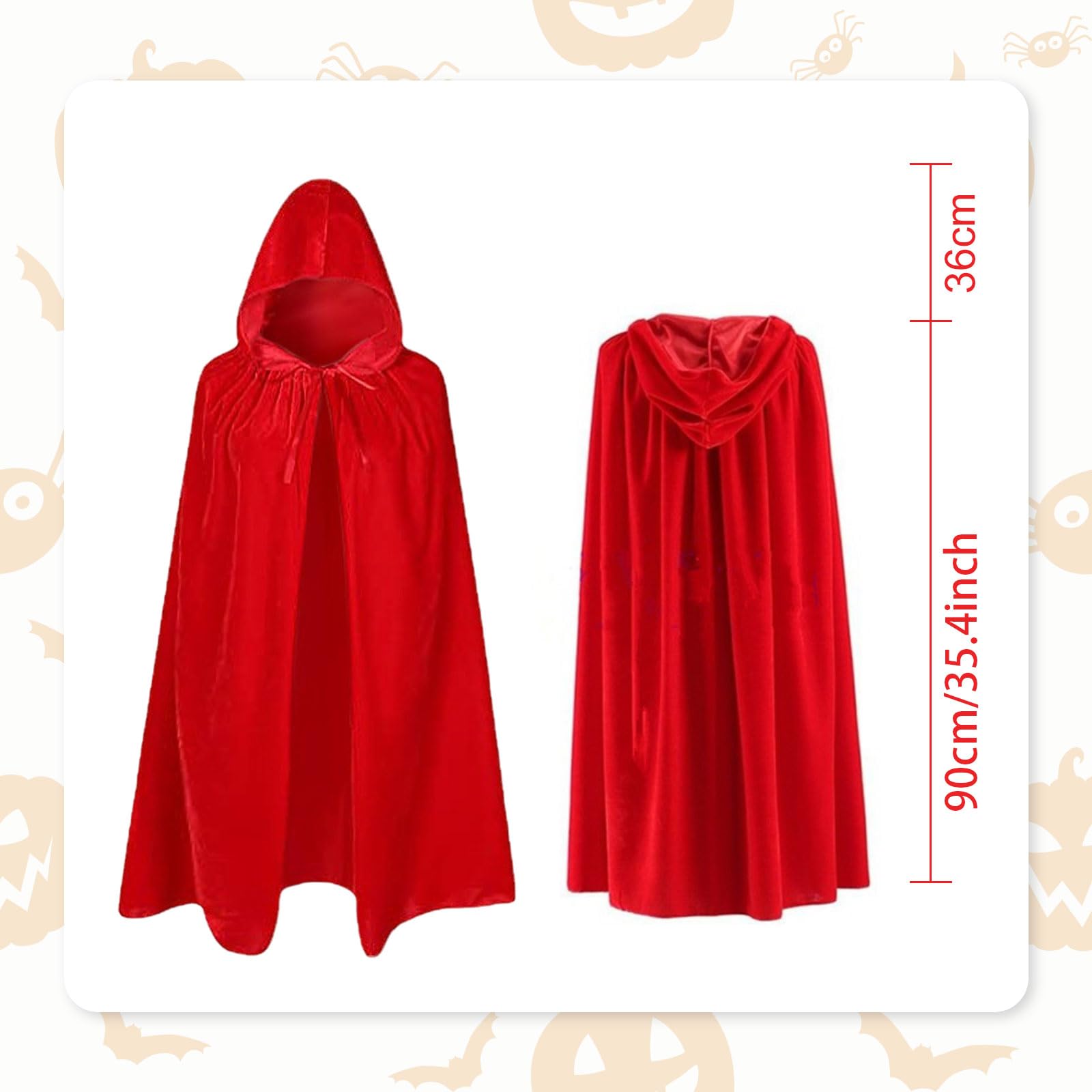Costume Mothman Per Bambini – Mantello Con Cappuccio Rosso – Halloween Carnevale - 4