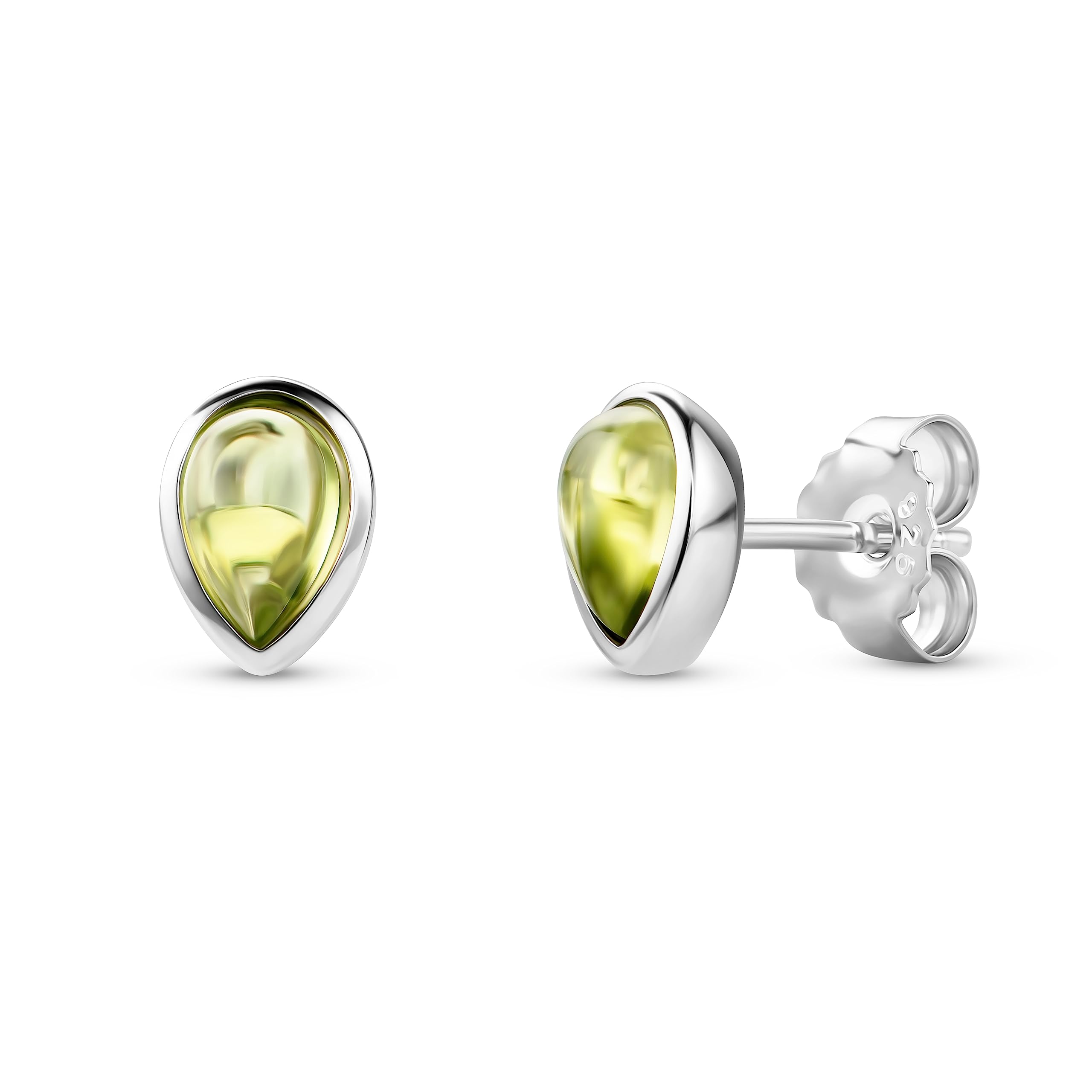 Orovi Pendientes Mujer Plata 925 Chapados Oro De 18 Quilates Con Piedras Preciosas Esmeraldas Verdes, Piercing Para Oreja, Dorados 4.5X4.5mm, Joyería Hipoalergénica Para Mujer