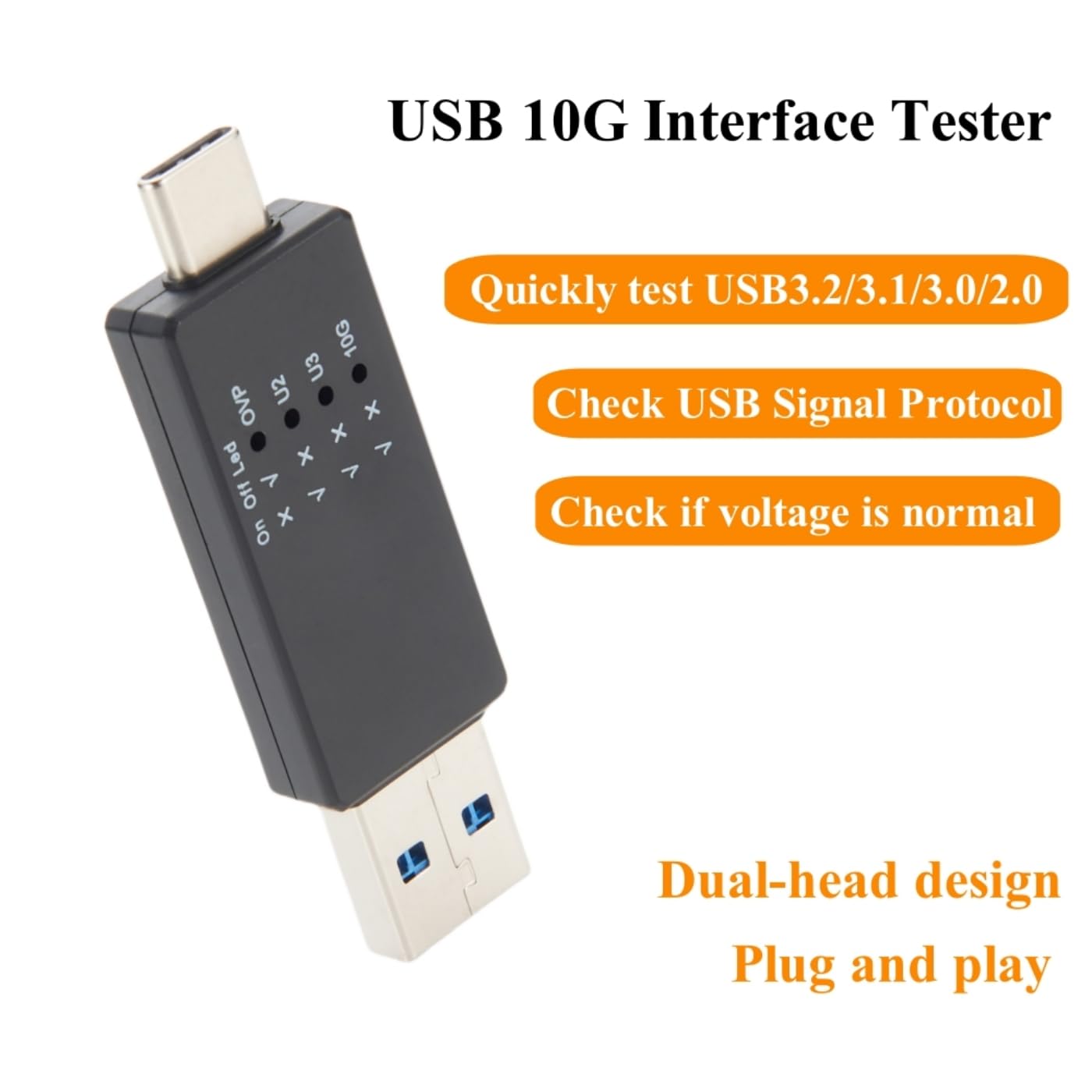 usbテスト USB 10G Tester USB Type C 3.1/3.0/2.0 Hub Speed Voltage Test Tool