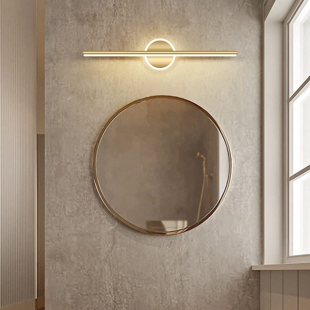 Lampes frontales à miroir LED, lumière de vanité de salle de bain moderne, lumières de miroir de maquillage de salle de bain, luminaire d'applique murale de coiffeuse de bain en métal doré, bl