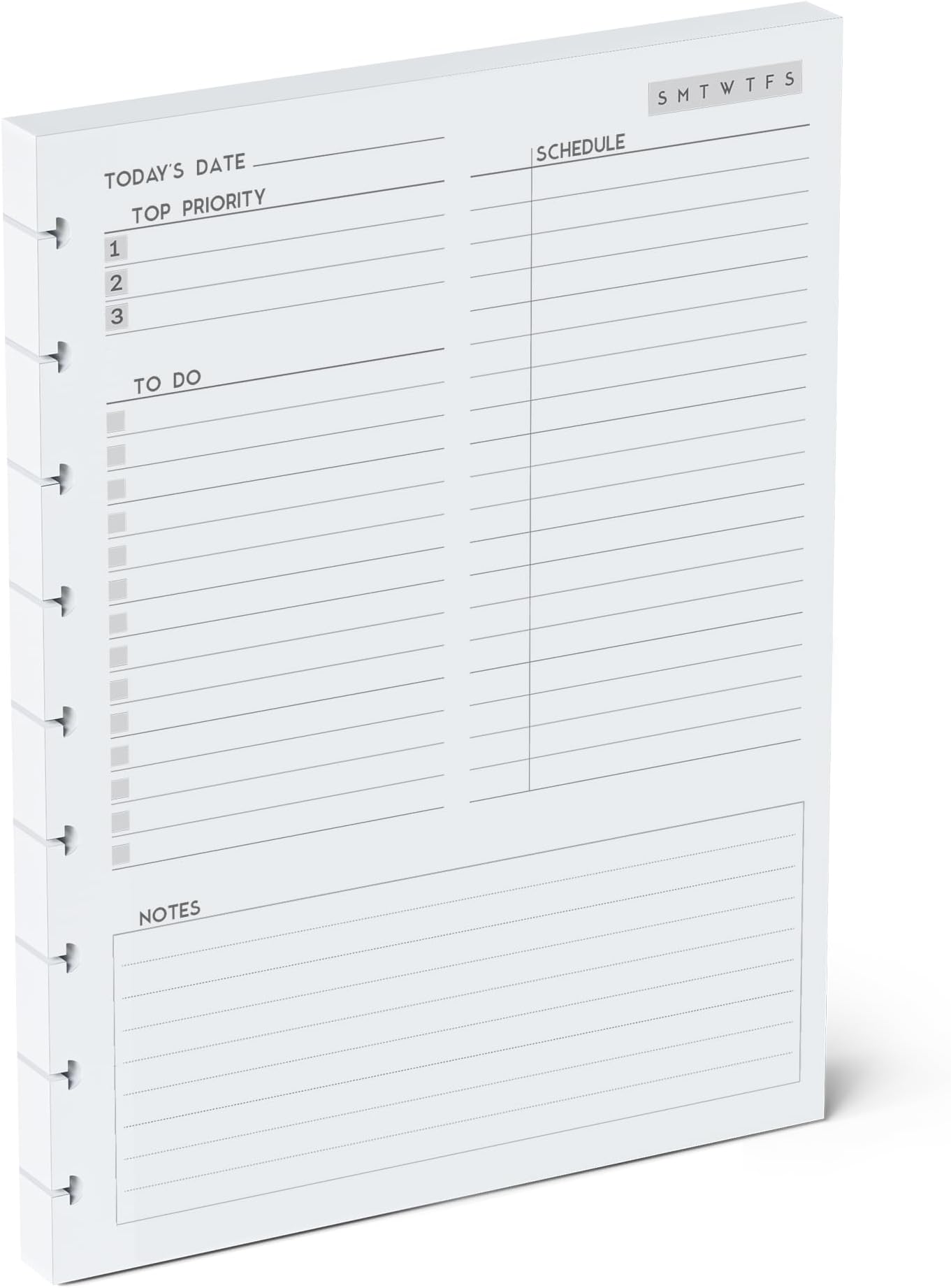 Discbound Undated Daily Plan Paper Refill, 120 GSM, 80 Sheets (160 Pages/Days), Happy Planner 9 Disc Pre-Punched Inserts, Loose Leaf, White, 7 inch x 9.25 Inch, Daily To-Do, Notes, and Scheduling