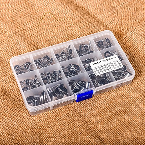 Andoer 75 unidades/caixa 15 tamanhos Kit de reparo de ponta de guia para cana de pesca telescópica V