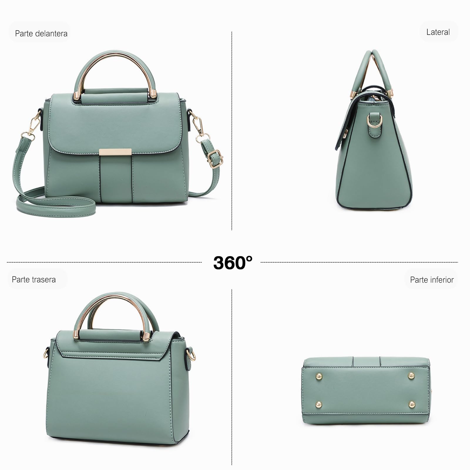 FANDARE Mujer Bolso Bandolera Elegante Para Teléfono Móvil de PU Cuero - Monederos Carteras de Hombro Cruzado Crossbody Bag Bolsa de Honda Negro