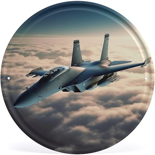 Miniatura 25 de Arte circular de metal para colgar en la pared de hierro, mezcla azul y marrón, letrero de lata industrial vintage con agujeros preperforados, arte