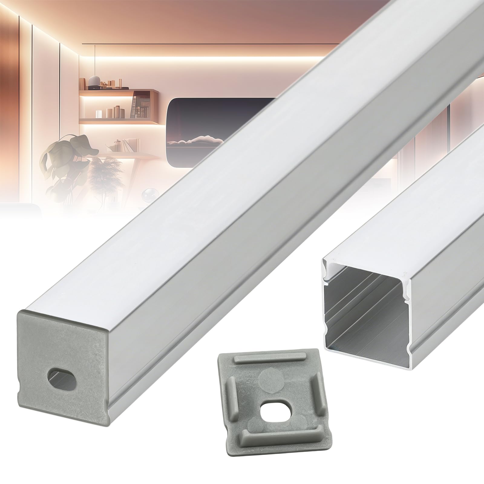 Profil aluminiowy LED 14 x 1 m (14 m), profil aluminiowy w kształcie litery U, z pokrywką, zaślepkami i śrubami, pasuje do taśm LED do 15 mm, profili aluminiowych, szyn i dyfuzora